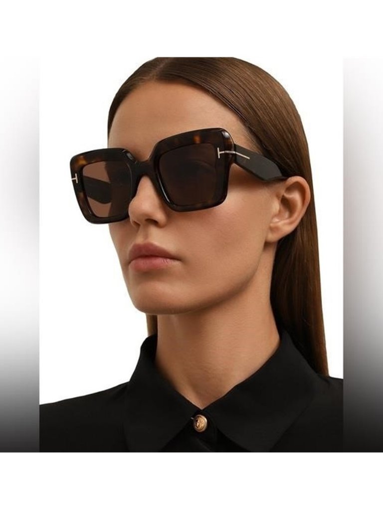 - New Authentic Tom Ford - Esme Tf1157 Shiny Dark Havana Sunglasses